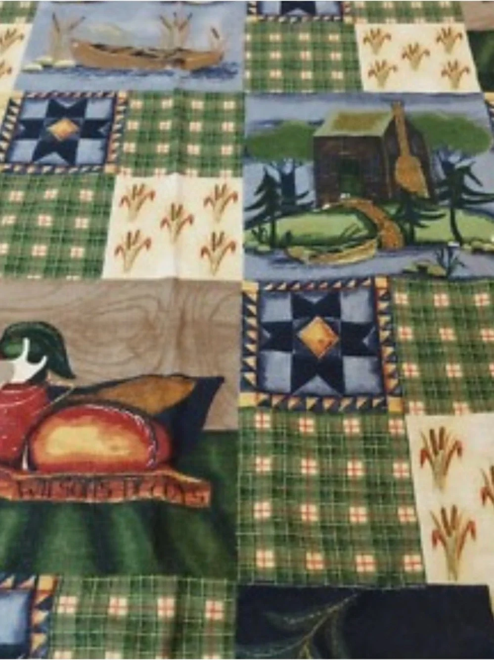 Tablecloth Plaid Patchwork Cotton Throw in Green Multi